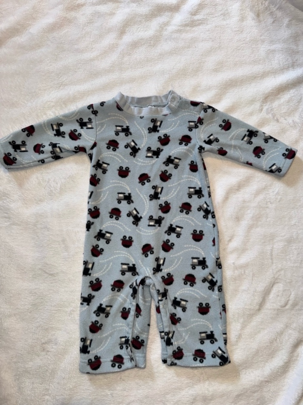 Gymboree Light Blue Fleece One-Piece with Red Car Print